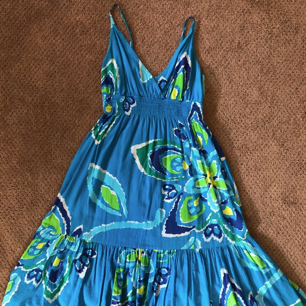 Blue Old Navy Beachy Ruffled Maxi Dress